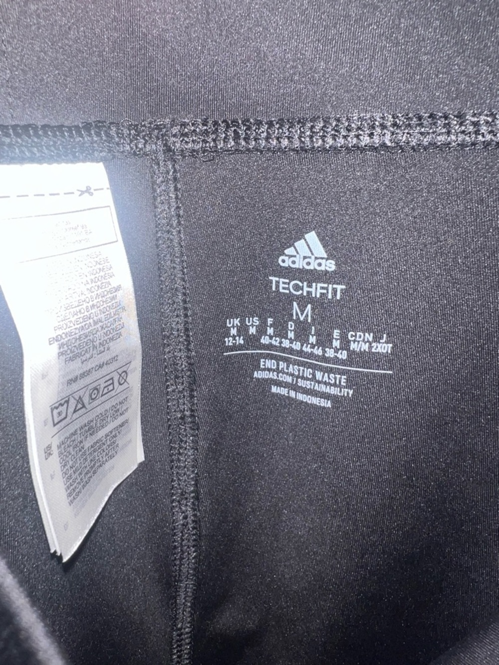 Adidas Techfit Aeroready Biker Shorts Black 3 Stripe High Rise Women’s M - Picture 7 of 9